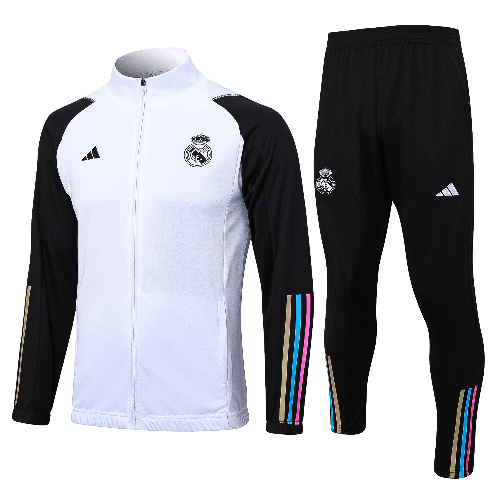 Real Madrid 23-24 Jacket Training Tracksuit - White and Black